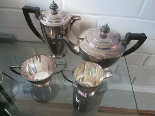 Mappin And Webb Art Deco 4 Piece Silver Plate Tea Set