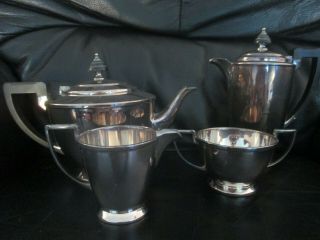 Mappin and Webb Art Deco 4 Piece Silver Plate Tea Set 2