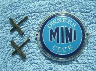 Vintage 1980s Mini Owners Club Car Grille Badge - British Auto Emblem