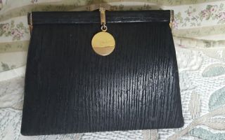 Vintage Loewe Madrid 1846 Black Leather Clutch,  Purse,  Bag