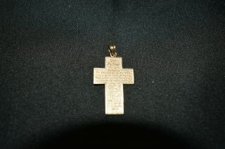 Antique Vintage Estate 14k Yellow Gold Lords Prayer Pendant 2