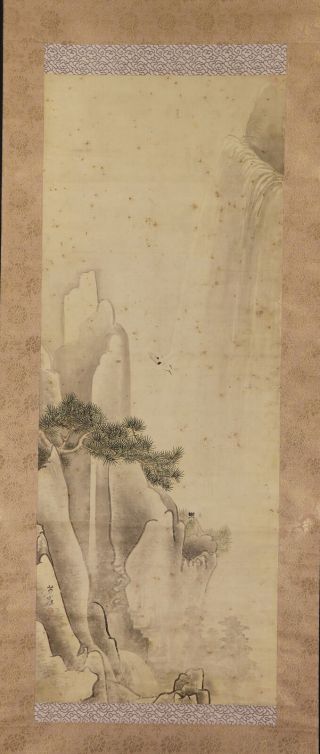 Japanese Hanging Scroll Art Painting Sansui Landscape Kano Hogai E7707