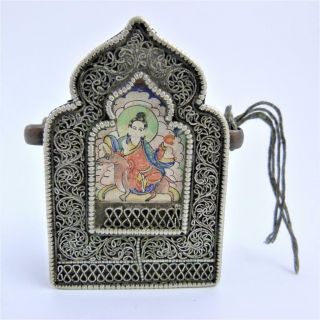 19th Century Tibetan Silver And Copper Travelling Gau Amulet
