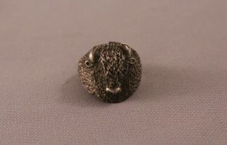 Old Vintage Navajo Silver Buffalo Head Ring Size 10 3/4