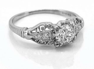 0.  45 Ct Vintage Art Deco Round Cut Antique Engagement Ring 925 Sterling Silver