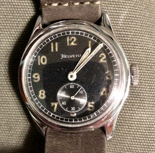 Exquisite Helvetia German Military Ww2 Dh Watch