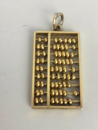 Vintage 14K SOLID GOLD Abacus CHARM BRACELET PENDANT 3.  3 gr Math Moves 3 - D 2