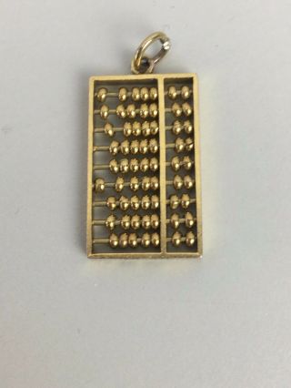 Vintage 14K SOLID GOLD Abacus CHARM BRACELET PENDANT 3.  3 gr Math Moves 3 - D 3