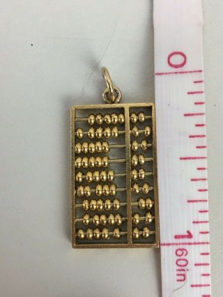 Vintage 14K SOLID GOLD Abacus CHARM BRACELET PENDANT 3.  3 gr Math Moves 3 - D 4