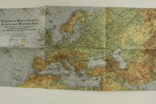 Vintage 1942 National Geographic Map Wwii Theater Of War In Europe Africa Asia