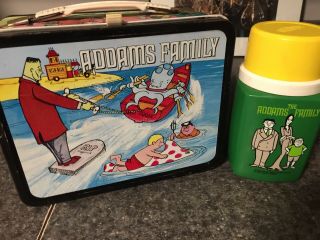 Addams Family Vintage Metal Lunchbox,  Thermos 1974