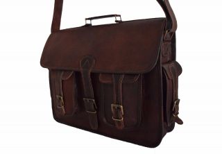 L TO XL Mens Brown Leather Vintage Laptop Briefcase Messenger bag Business Case 6