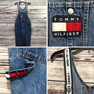 Mens Medium Tommy Hilfiger Bibs Overalls Vintage 90s Jeans Denim