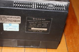 Vintage Sanyo Beta - max VCR 3900 - II With Remote Betamax Beta 8
