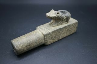 Vintage Carved Stone Native Pipe Frog Mississippian Moundville Alabama