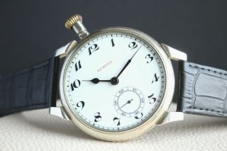 Zenith Vintage 1914`s Enameled Grand Prix Paris 1900 Converted Men` Swiss Watch