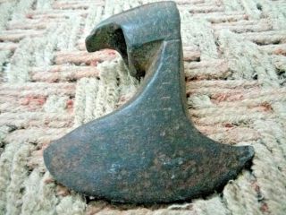 Old Early Rare Vintage Indo Persian Iron Hand Carved Battle Axe Head -