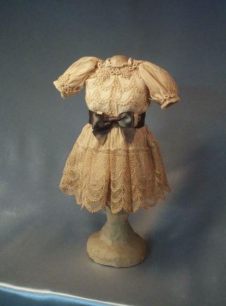 Fantastic Antique French Lace Doll Dress Silk Lining 4 Bebe Jumeau Or Bluette