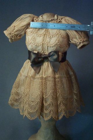 Fantastic Antique French Lace Doll Dress Silk Lining 4 Bebe Jumeau or Bluette 4