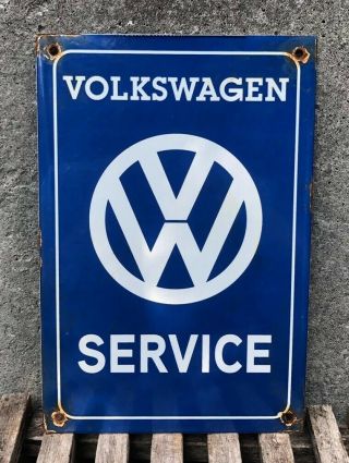 Vintage Volkswagen Porcelain Enamel Advertising Dealership Sign