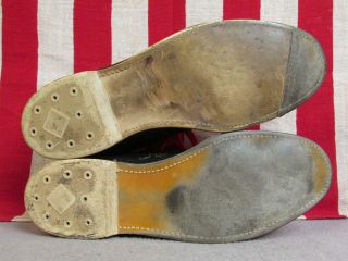 Vintage 1960s Mens Black Leather Bowling Shoes Double - Toe Front Size 10.  5 5