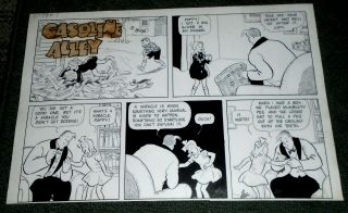 Vintage Gasoline Alley Large Comic Strip Artwork By Frank King - Signed