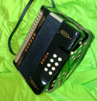 RARE MADE IN GERMANY BLACK G/C DIATONIC HOHNER ERICA BUTTON ACCORDION 3