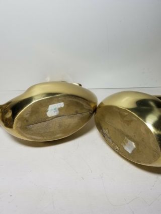 Set of 2 large Solid Brass Swans Geese Vintage Mid Century 13 