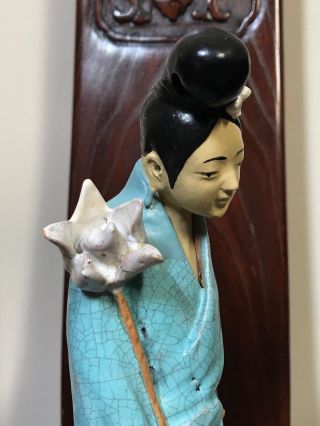 Rare - Chinese Antique Clay Figurine Famous Immortal 何仙姑 HeXianGu 