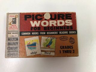 Vintage 1958 Milton Bradley Picture Word Flash Cards Teaching Words And Pictures
