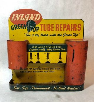 Vintage Inland Automobile Tire Tube Repair Gas Station Countertop Display Sign