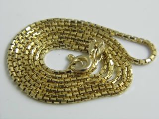 A Fine Vintage 14ct Gold Box Link Chain Necklace - 17 3/4 Inches - 4.  6 Grams