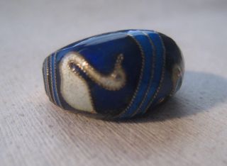 Vintage Chinese Export Gilt Silver Enamel “swans” Adjustable Ring