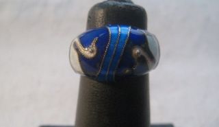 Vintage Chinese Export Gilt Silver Enamel “SWANS” Adjustable Ring 4
