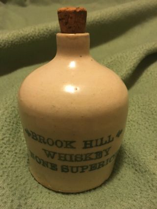Brook Hill None Superior Advertising Stoneware Miniature Whiskey Jug Vintage