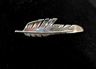 Vintage Ray Tracey Sterling Silver Feather Pin Broach Knifewing Design Navajo