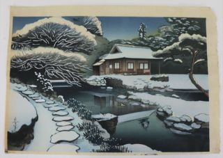Tea - House,  Snow :japanese Print Shin Hanga,  Bakufu
