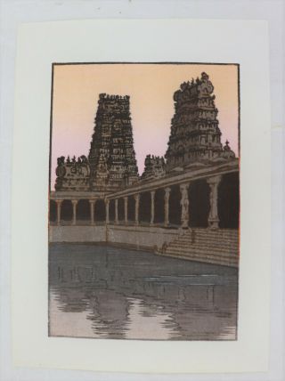 Angkor Wat :japanese Print Shin Hanga,  Yoshida Toshi 1970 