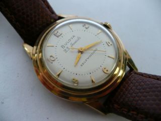 Sharp Vtg Bulova 23j Mens Automatic Executive Dress Wristwatch - 1956