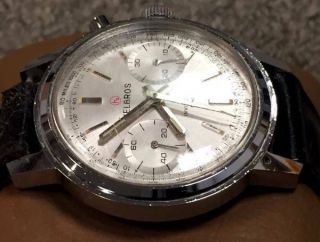 Vintage Men ' s Helbros 17J Invincible Chronograph Watch,  Resto or Parts,  NR 6