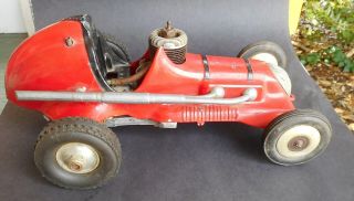 Vintage Rare Tether Metal Racing Car With.  60 Engine O & R