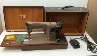 Vintage Singer Electric Sewing Machine Model 201k With Storage Case