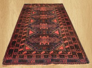 Hand Knotted Vintage Afghan Adras Khan Balouch Wool Area Rug 5 X 3 Ft (1858)