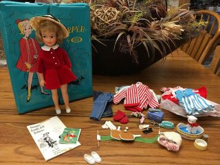 Vintage Ideal Pepper In Case With Clothes And Pet Tammy Family.  