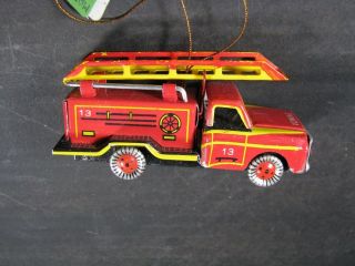Tin Toy Fire Engine Car Model Christmas Ornament