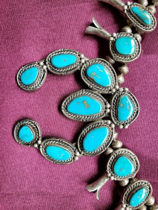 vintage turquoise navajo squash blossom necklace 25 