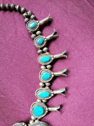 vintage turquoise navajo squash blossom necklace 25 