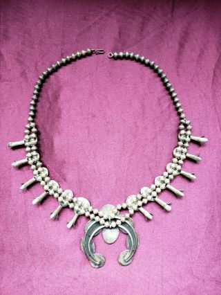 vintage turquoise navajo squash blossom necklace 25 