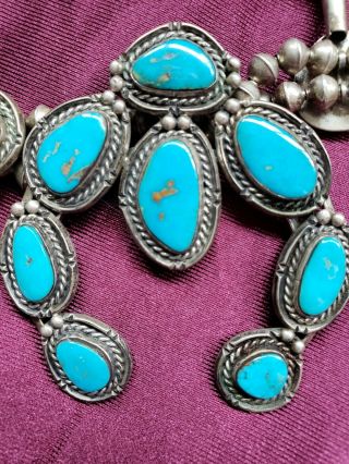 vintage turquoise navajo squash blossom necklace 25 