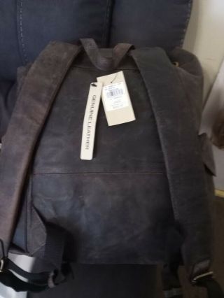 NWT Wilson ' s Men ' s Vintage Leather Backpack School Book Bag Travel Satchel Brown 2